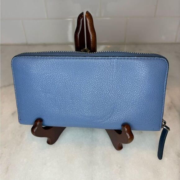 Kate Spade Blue Jackson Color-block Pebbled Leather Zip-Around Wallet - Picture 2 of 11